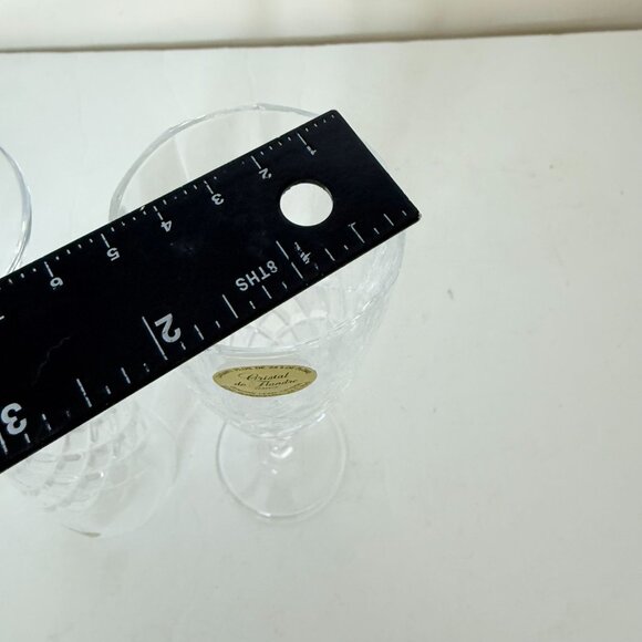 French Crystal Champagne Glasses VTG Set of 2 Cristal De Flandre Flutes Stemware - Picture 9 of 15